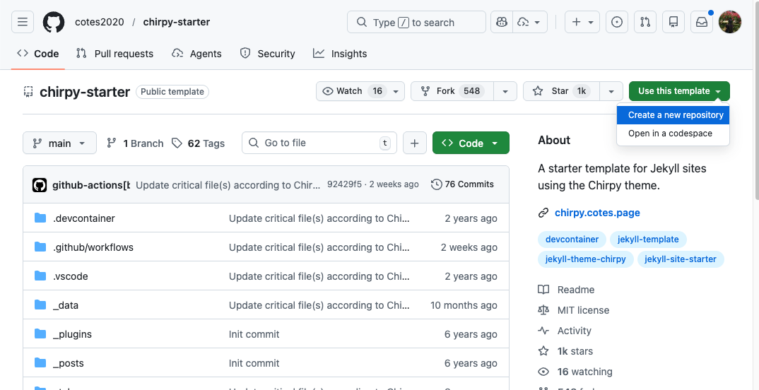 Create a new repository